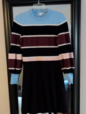 Nordstrom 1901 Navy & Light Blue Striped Knit Dress